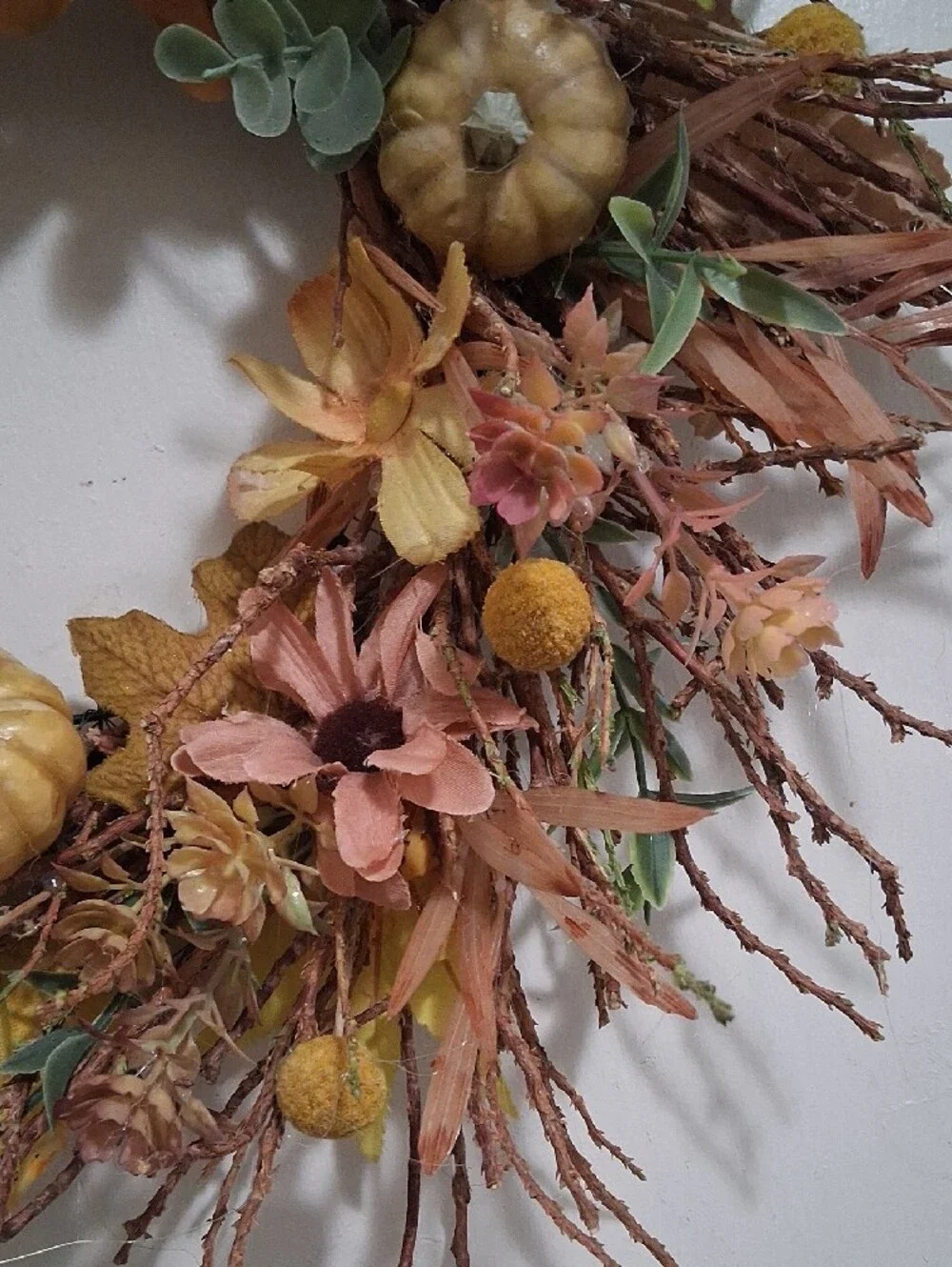 Autumn Harvest Fall Wreath - Rustic Orange & Tan Home Accent